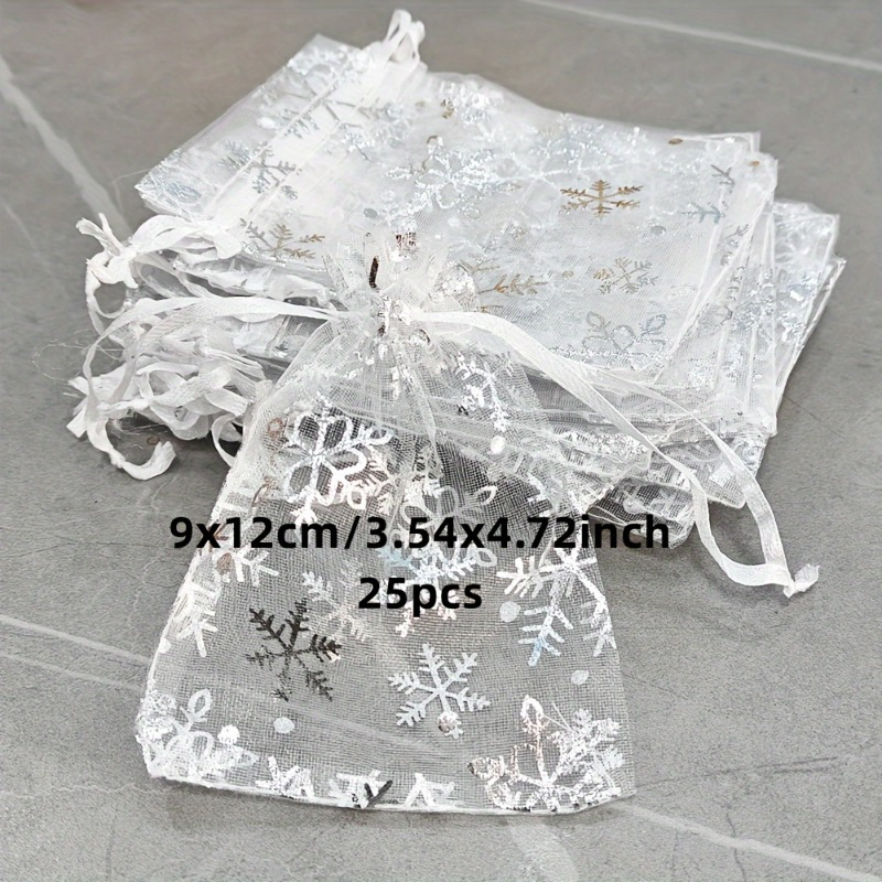 25pcs Snowflake Organza Gift Bags for Jewelry Packaging